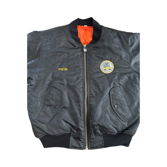 Vintage MA-1 Rothco Ultra Force Jacket Large Black Army Flyer Patches Bomber - Picture 2 of 13